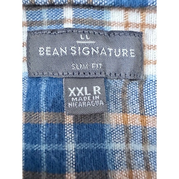 LL Bean Signature Heavy Flannel Men's XXL Button Up Slim Fit Plaid Chest Pockets - Picture 2 of 9